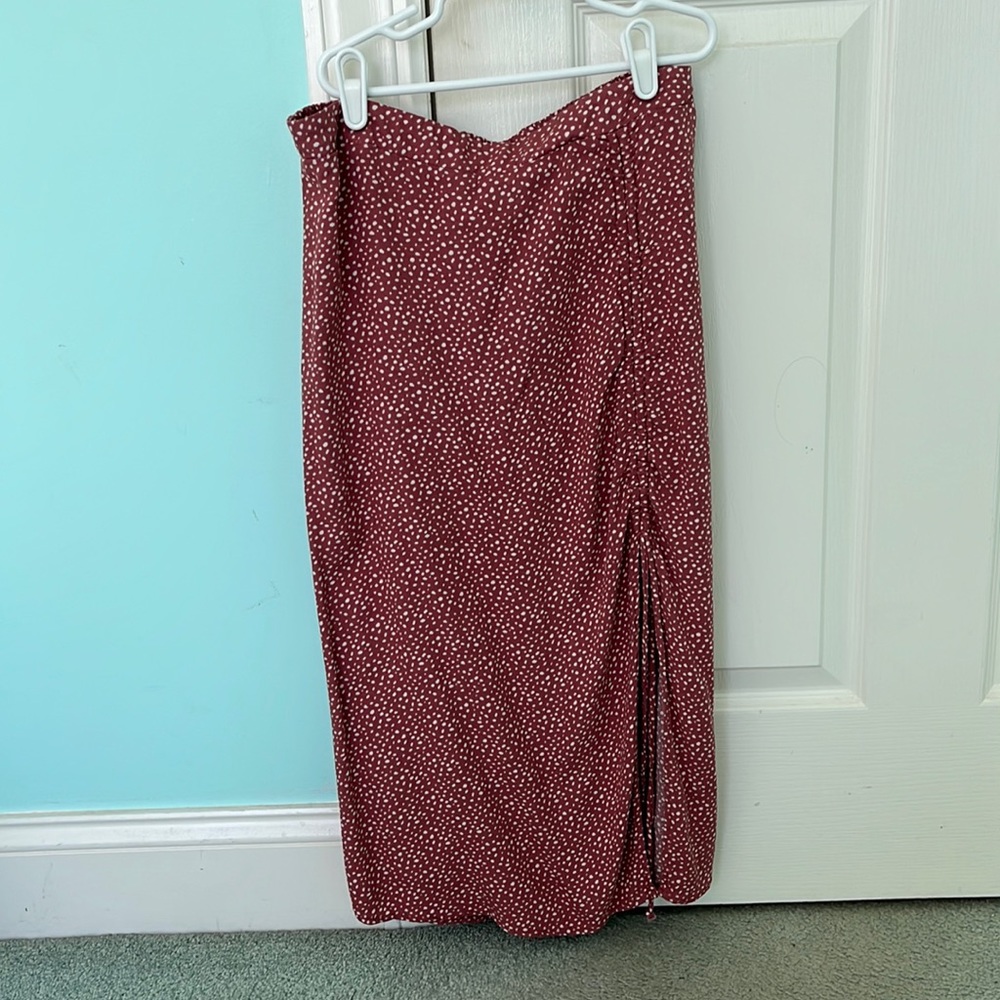 Pink Patterned Midi Skirt